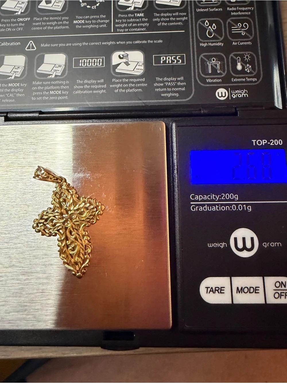 10K Gold Filigree Cross Pendant - chain not included